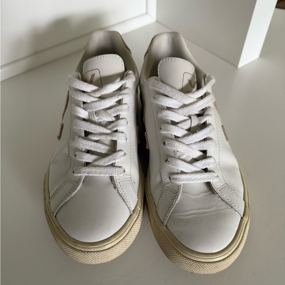 Veja Cream and Tan Sneakers - Picture 5 of 15